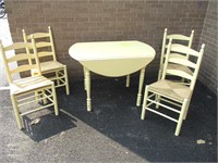 Pine Yellow Painted D/L Table W/4 Chairs