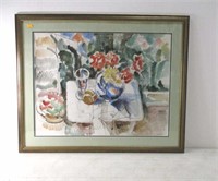 W/C & Pen Still Life Signed; image 25"x19"