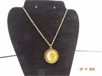 Gold necklace with Gold Coin Pendant