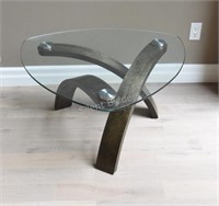 Modern Bentwood & Glass Coffee Table