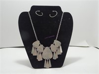 Flashy Flapper Silver Necklace and Hoop Earrings