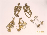 3 Pair of Gold Dangling Earrings