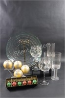 Heavy Glass Bowl, Candle Holders, WIne Glasses