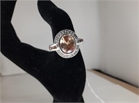 Sterling Silver with Yellowish Orange Stone Ring