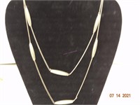 Silver Double or long chained necklace with solid