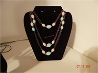 Blue and Pink Beaded Really long chain