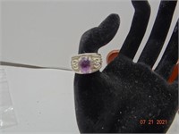 Sterling Silver Ring with Purple Stone