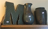 Art Pottery And Tin Letter Decor