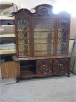 Vintage buffet and hutch with glass inserts
•