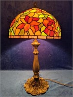 Vintage Tiffany Style Stained glass lamp 26.5"H