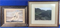 Two framed MacAskill Art Pieces 12" x 15" and 17"
