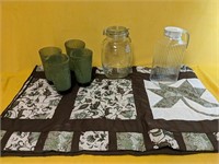 100% cotton table runner and glass storage