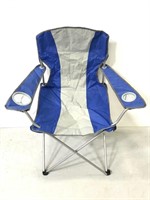 Blue & gray folding camp chair w/ carrying bag