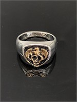 Dragon shield gold and silver toned ring