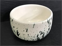 Vintage green & white pottery bowl