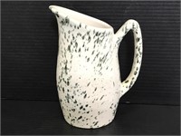 Vintage green & white pottery pitcher