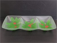 Holly & Berries Block Crystal 3 section tray