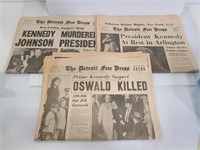 Kenedy Assassination newspaper trio