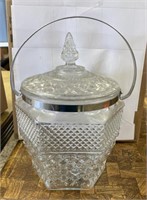 7" Vintage Cut Glass Ice Bucket.  No Shipping