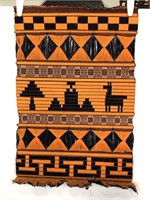 Black and orange string small tapestry