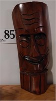 CARVED WOODEN TIKI MASK 15 IN