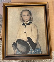 19x23in. Framed Picture of Girl