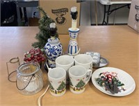 Christmas Lot. Mugs, Plate, Cookie Cutters Etc