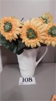 PIER 1 CERAMIC PITCHER 9 IN WITH SUNFLOWERS