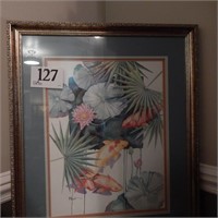 FRAMED FISH PRINT BY P. BRENT 1990 26 X 32