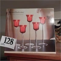 SET OF 5 VOTIVE CANDLE HOLDERS NEW IN BOX 10 IN &