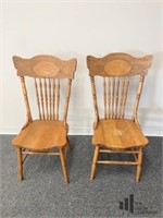 Vintage Pressed Back Oak Chairs