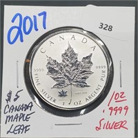 2017 1oz .999 $5 Canada Maple Leaf