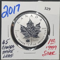 2017 1oz .999 $5 Canada Maple Leaf