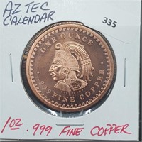 1oz .999 Copper Aztec Calendar Round