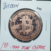 1oz .999 Copper Bitcoin Round