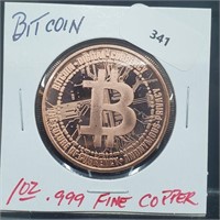 1oz .999 Copper Bitcoin Round