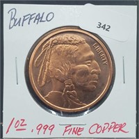 1oz .999 Copper Buffalo Round