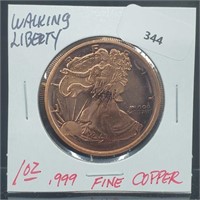 1oz .999 Copper Walking Liberty Round