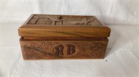 Hand carved wooden box