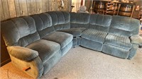 Blue Cloth Reclining Sectional Sofa 152”