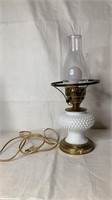Milk glass oil lamp