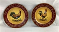 2 10" rooster decorative plates