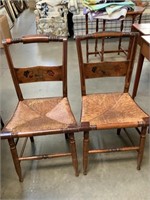 Pair of  Hitchcock Style Rush Seat Chairs