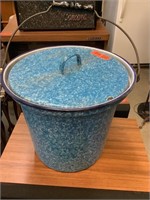 Baby Blue Speckle Handle Ganite Bucket (Commode?)