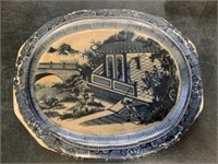 Oriental Ceramic Platter & 2 Old Bottles