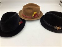 3 Men's Fedora Hats