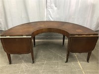 ANTIQUE LEATHER INLAYED DROP SIDES COFEE TABLE