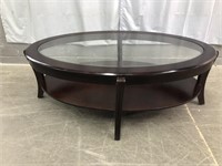 OVAL GLASS TOP COFFEE TABLE
