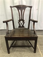 ANTIQUE HANDCRAFTED WOOD ARM CHAIR