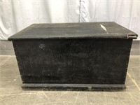 ANTIQUE BLACK WOOD TRUNK